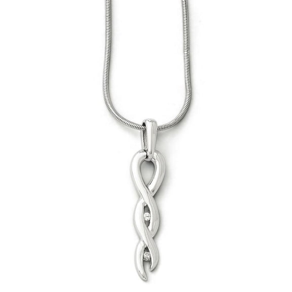 Primal Silver Sterling Silver Rhodium-plated 0.02 Ct Diamond Twist Necklace