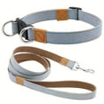 thumbnail image 3 of CNKOO Soft and Comfortable Denim Dog Collar and Leash Set  Retro Denim with Colorful Stitching  Durable Nylon Strap Lining  Suitable for Small Medium Large Dogs  Dog Collar  Dog Collar Fo, 3 of 4