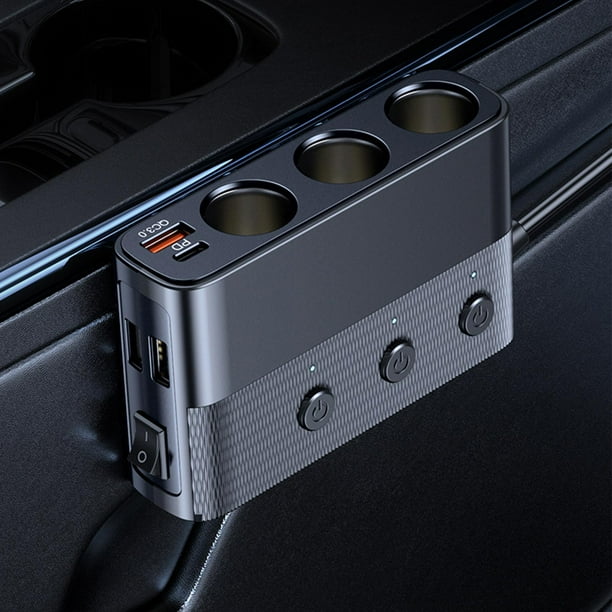 Adaptador de carga de coche,Adaptador usb para de encendedor de de 128 W,Interruptor de encendido y apagado del divisor del encendedor de CUTICAT Adaptador de carga de coche