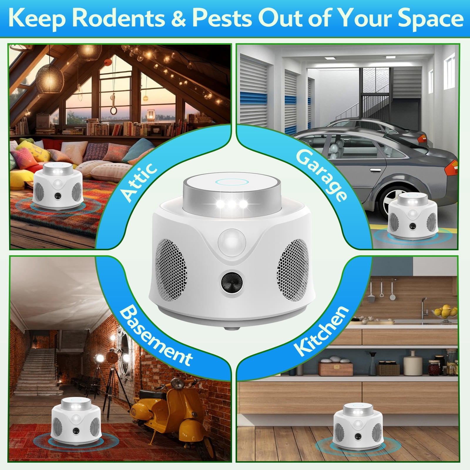Mouse Repellent Ultrasonic Plug in, 2026 Upgraded Mice Repellent Indoor Ultrasonic Pest Repeller, 360° Ultrasonic Rodent Repellent with PIR Sensor & LED Strobe Light for Indoor