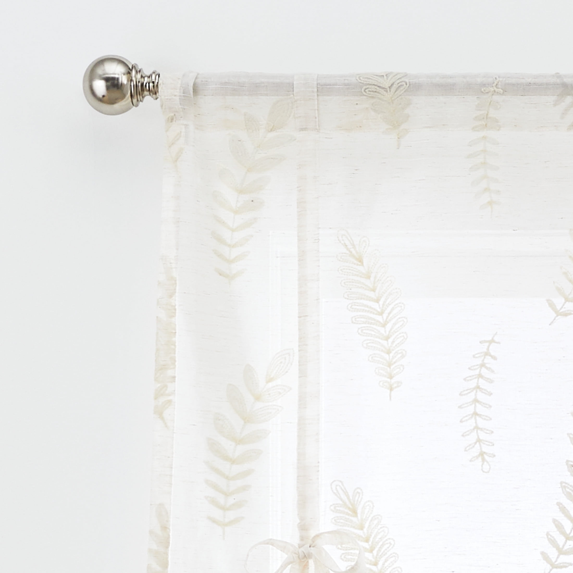 Better Homes & Gardens Embroidered Botanical Balloon Shade, Papyrus Beige, Polyester, Recycled Poly, Linen, 42"W x 63"L, 1 Piece, Adult