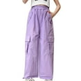 thumbnail image 1 of Odeerbi 5-15 Años Niñas Cargo Pantalones Athletic Deportes Pantalones de Pierna Ancha Casual Flojo Cómodo Elástico Pantalones de Trabajo, 1 of 5