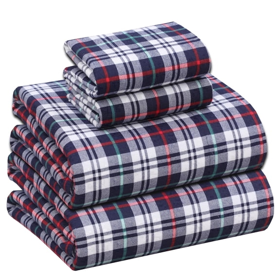 RUVANTI Flannel Sheets Queen Size - 100% Cotton Brushed Flannel Bed Sheet Sets - Deep Pockets 16 Inches (fits up to 18") - All Seasons Breathable & Super Soft - Warm & Cozy - 4 Pcs - Noel