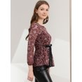 thumbnail image 4 of Blusas Tops Peplum De Encaje Semitransparente De ManLarCon CintuAnudaPaMujer Vino M, 4 of 6