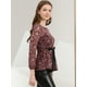 thumbnail image 4 of Blusas Tops Peplum De Encaje Semitransparente De ManLarCon CintuAnudaPaMujer Vino M, 4 of 6