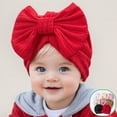thumbnail image 4 of Splozh Newborn Turban Hats for Baby Girls Baby Girls Turban Hats Bow Cute Headwraps for Toddler Baby Red,One Size, 4 of 5
