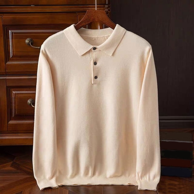 pstuiky Camisas de manga larga de invierno para hombre, Suéter informal de punto de manga larga ajustado de color liso a la moda para hombre salir tops xxl