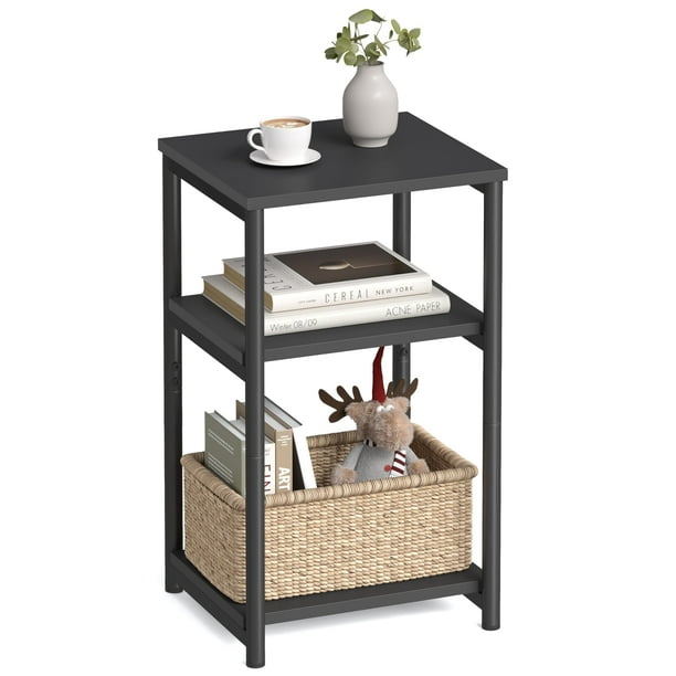 Mesa auxiliar VASAGLE ULET273B16, 3 niveles, 30 x 34 x 58 cm, color negro