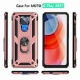thumbnail image 3 of Dteck For Motorola Moto G Play 2021 Shockproof Dual Layers Rotatable Ring Kickstand Drop Protection Cover Compatible with Magnetic Car Mount, Rosegold, 3 of 8