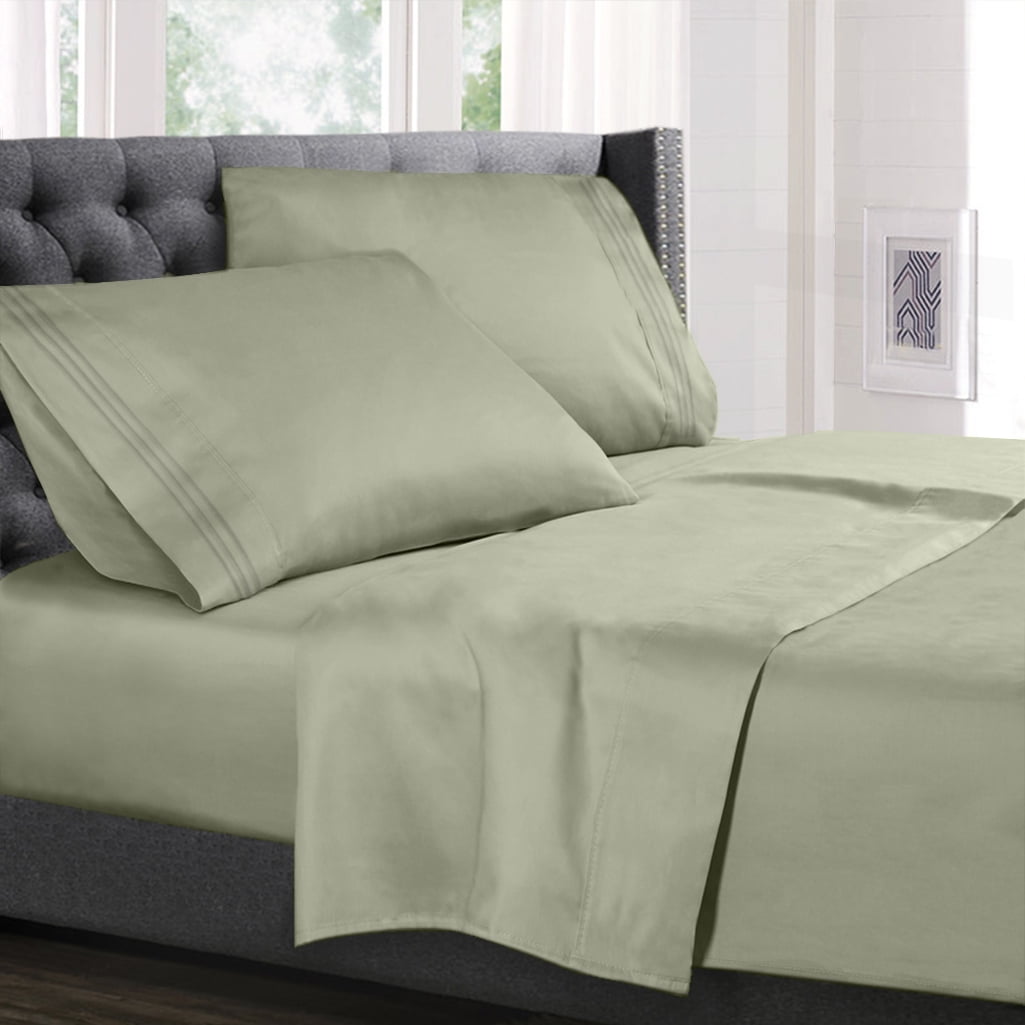 Twin Size Bed Sheets Set Sage Green, Luxury Bedding Sheets Set, 3-Piece ...