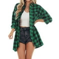 thumbnail image 6 of Antqov Plaid Shirts for Women, Long Sleeve Cotton Lapel Button Down Shirt Shackets Boyfriend Blouses, Daily Casual Cozy Soft Basic Checkered Jacket with Pocket, 6 of 9
