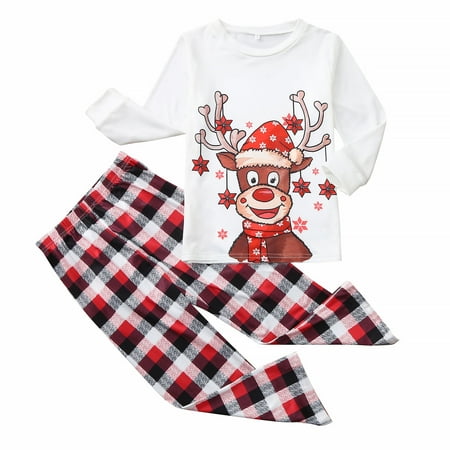 

Mrat Family Matching Wear Outfits Family Matching Pajamas Holiday Family Outfit Round Neck Plaid Long Sleeve Crawl X-max Print Pyjama Set For Man Family Letter Print Sleepwear