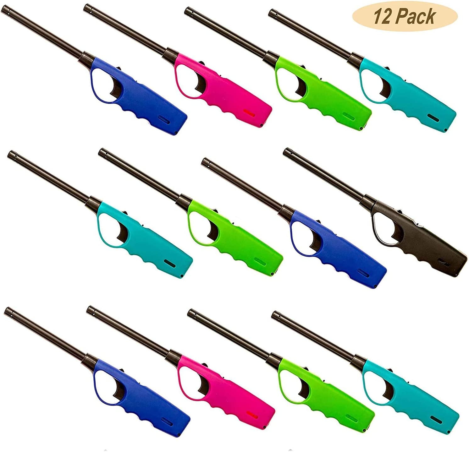 Elite Brands USA Long Lighters Bulk Pack, Multi Use Butane Refillable Fire Lighters, Ideal for