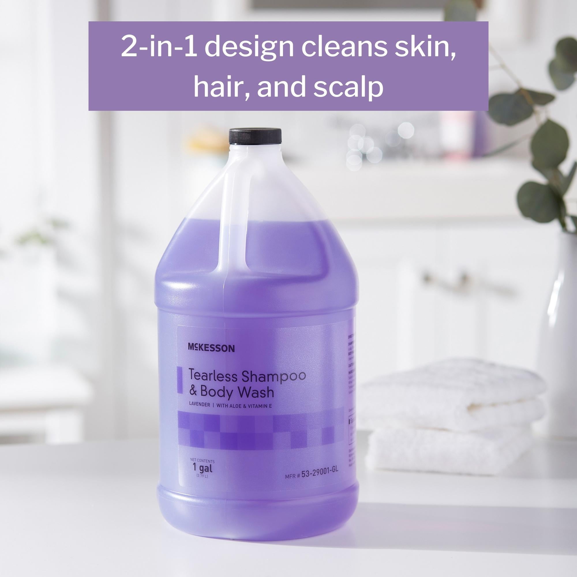 McKesson Tearless Shampoo and Body Wash with Aloe for Fragile Hair, Hydrating & Moisturizing - Lavender, 1 Gallon Jug, 1 Count