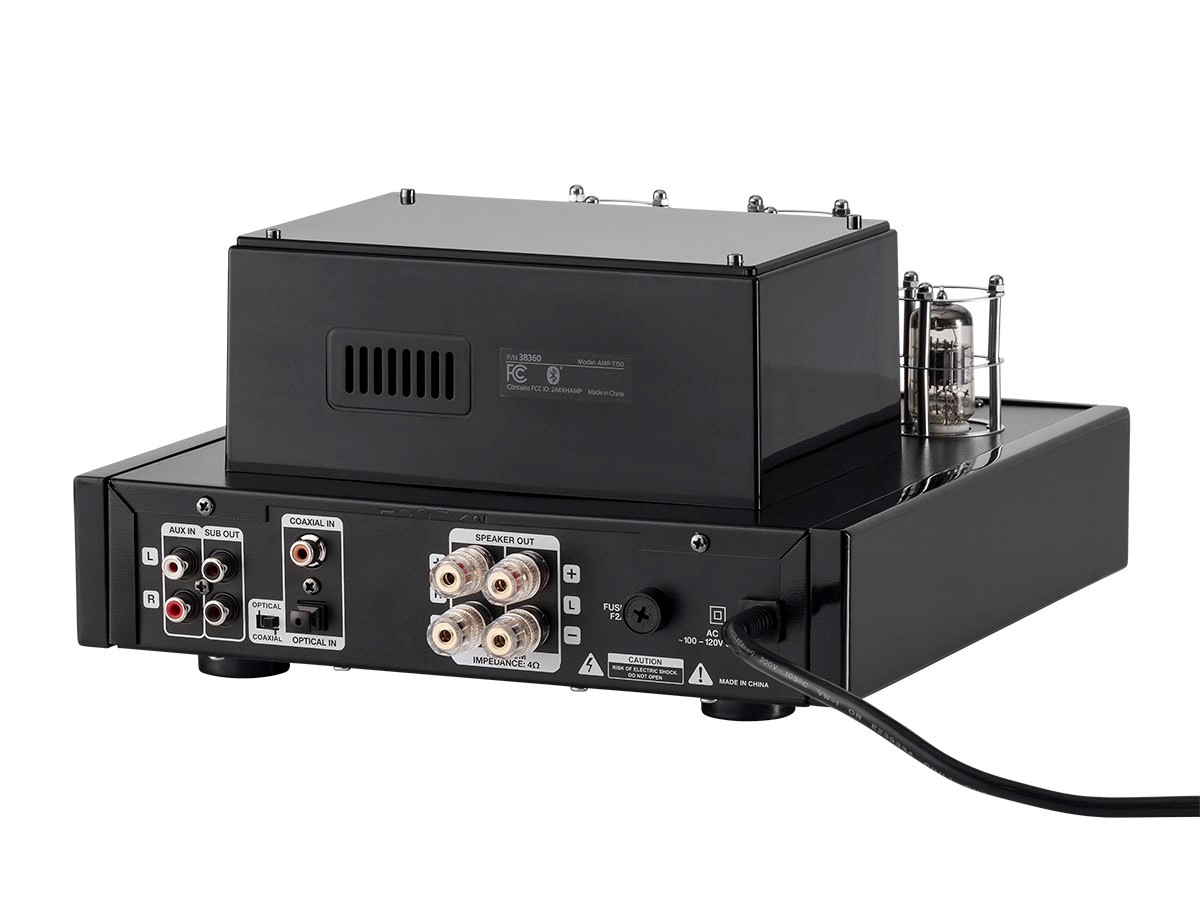 Monoprice Stereo Hybrid Tube Amplifier 2019 Edition, 25 Watt With Bluetooth, Wired RCA, Optical, Coaxial, and USB Connections, and Subwoofer Out