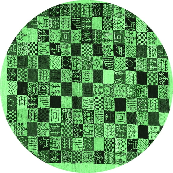 Ahgly Company Indoor Round Abstract Emerald Green Contemporary Area Rugs, 5' Round