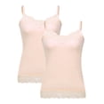 thumbnail image 4 of ZNQHFRE 2 Pack Women's Lace Camisole Tank Tops, Built‑In Bra Pads, Adjustable Spaghetti Straps, Sleeveless Layering Undergarment L, 4 of 5