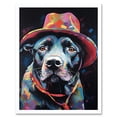 thumbnail image 1 of Pit Bull Terrier Dog Red Cowboy Hat Portrait Art Print Framed Poster Wall Decor 12x16 inch, 1 of 5