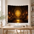 thumbnail image 5 of Golden Portal in a Dark Ancient Vaulted Library, Mystical Fantasy for Book Lovers, Arcane Knowledge Decor, Halloween Gift, Tapestry Wall Hanging for Study Room and Den, 5 of 7