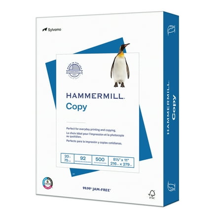 Hammermill Paper, Copy Paper, 8.5 x 11 Paper, Letter Size, 20lb, 92 Bright - 1 Ream / 500 Sheets (150010R)