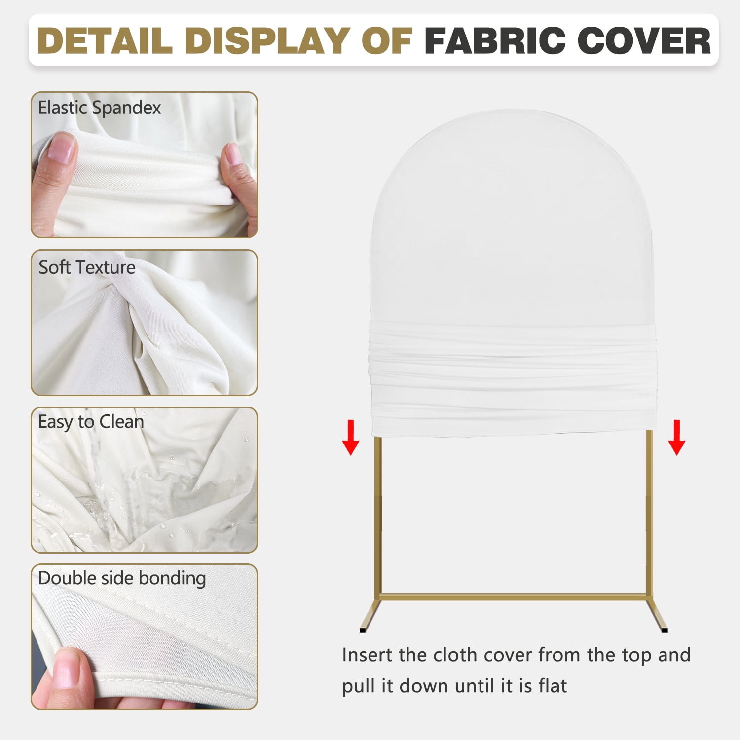 Sunifier Arch Backdrop Stand and Cover Set, 2 Metal Balloon Arch Backdrop 7.2ft 6ft, Gold Arched Stand Frame for Wedding, Parties,Birthday,Decorations (White,7.2ft+6ft)