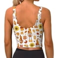 thumbnail image 3 of Vsdgher Gnomes Autumn Harvest Print Women Sleeveless Athletic Tank Top Built-in Bra Camisole Sports Vest for Yoga Running Fitness Exercise with Removable Pads, 3 of 8