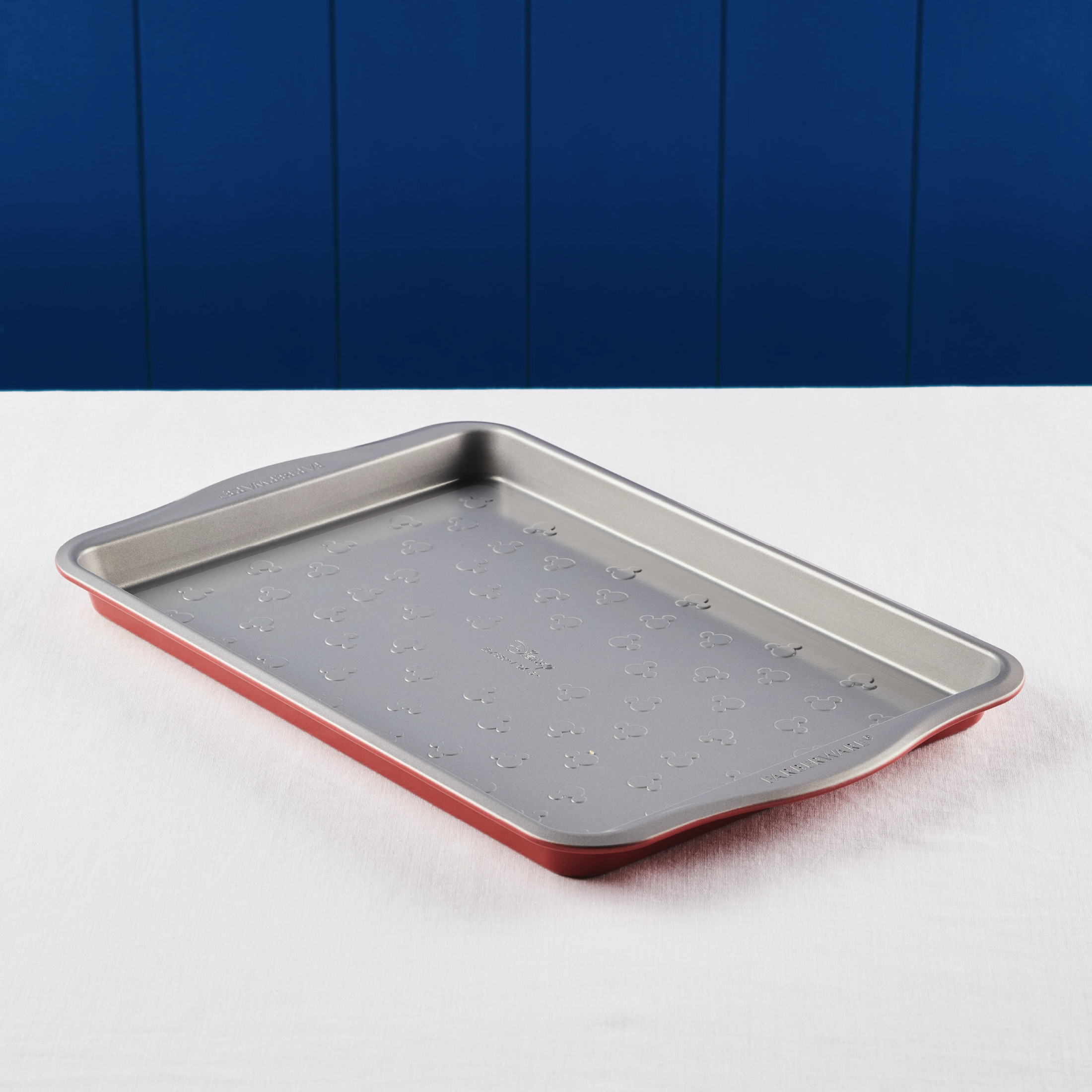 Farberware Disney Bake with Mickey Mouse 10x15 Inch Nonstick Cookie Pan / Baking Pan, Dishwasher Safe and Oven Safe to 450°F, Red