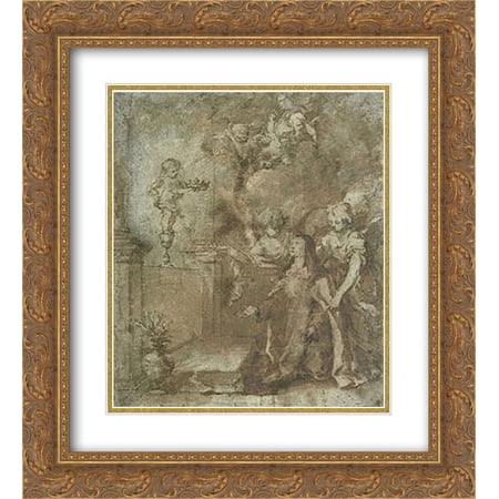 Bartolome Esteban Murillo 2x Matted 20x24 Gold Ornate Framed Art Print 'Vision of a nun'