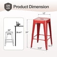 thumbnail image 4 of Vyrox 24 Inches Metal Bar Stools Set of 4, Stackable Backless Kitchen Island Stools with X-Brace Support, Indoor-Outdoor Use, Red, 4 of 7