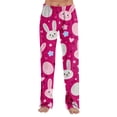 thumbnail image 2 of Hearthz Easter Pajamas Pants for Women Cute Rabbit Bunny Print Wide Leg Lounge Pants Women Baggy Soft Comfy Lightweight Sleep Pants for Women, 2 of 8