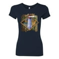 thumbnail image 2 of Living Life In The Sun Surfboards Sunsets Lighthouse Pop Culture Womens Slim Fit Junior Tee, Navy, Large, 2 of 3