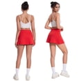 thumbnail image 4 of Only Moment Flowy Shorts for Women Polyester,Spandex Yoga Shorts Basic Versatile Stretchy Flared Pleated Skater Mini Skirts Tennis Skorts for Wowomen Red,XL, 4 of 6