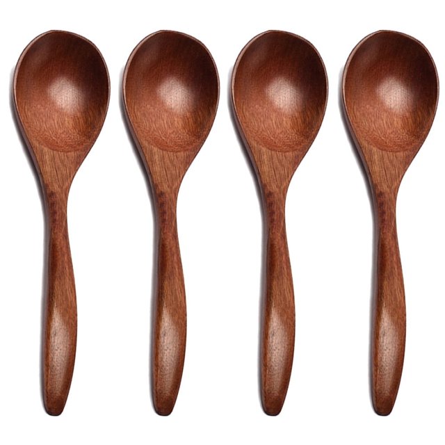 Cterwk - Juego de 4 cucharillas de madera para mesa, utensilios de cocina, cucharas pequeñas para servir sopa y postres