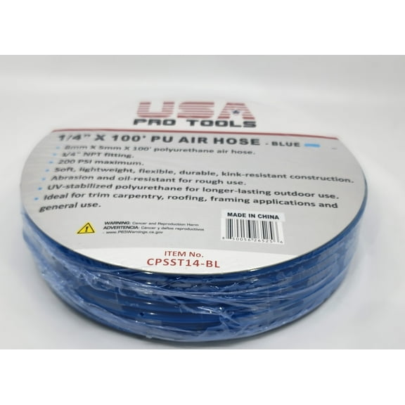 USA PRO TOOL CPSST14-BL(PU) Polyurethane Non-Transparent Air Hose 1/4in. x 100ft