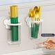 thumbnail image 4 of Portacepillos de dientes de pared con orificios de drenaje | Recipiente extraíble para una limpieza fácil | Organizador de baño de plástico blanco para pasta de dientes, brochas de maquillaje y, 4 of 6