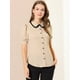 thumbnail image 4 of Blusa de Trabajo de Manga Corta Allegra K Rosa claro L, 4 of 5