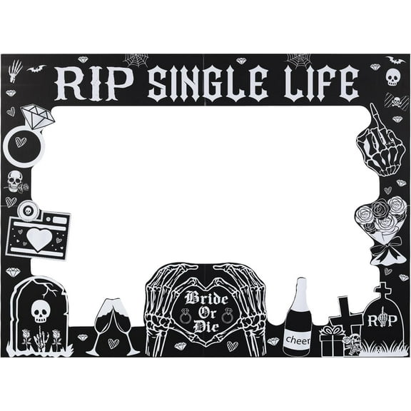 Rip Single Life Photo Booth, Bride Or Die Bachelorette Party Decorations Photo Booth Prop Frame for Gothic Bachelorette Engagement Wedding Bridal Shower Party