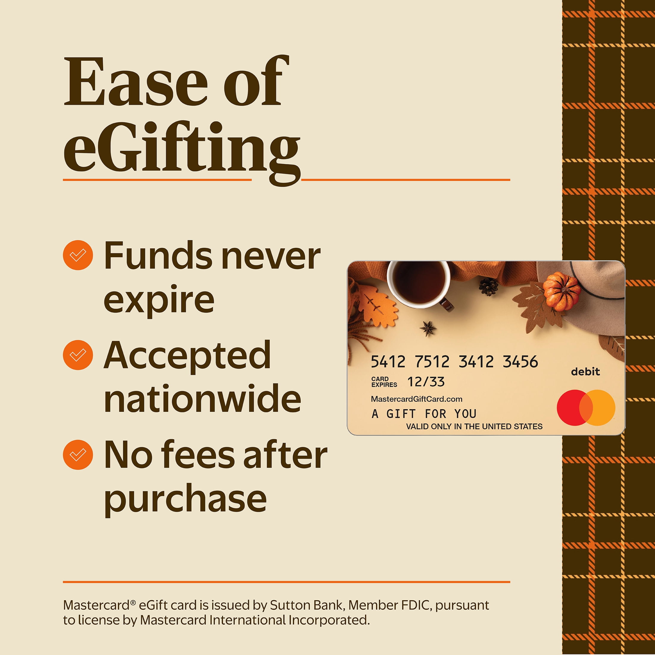 Mastercard® $20-$500 Fall eGift Card (Plus $6.84 Purchase Fee) [Email Delivery]