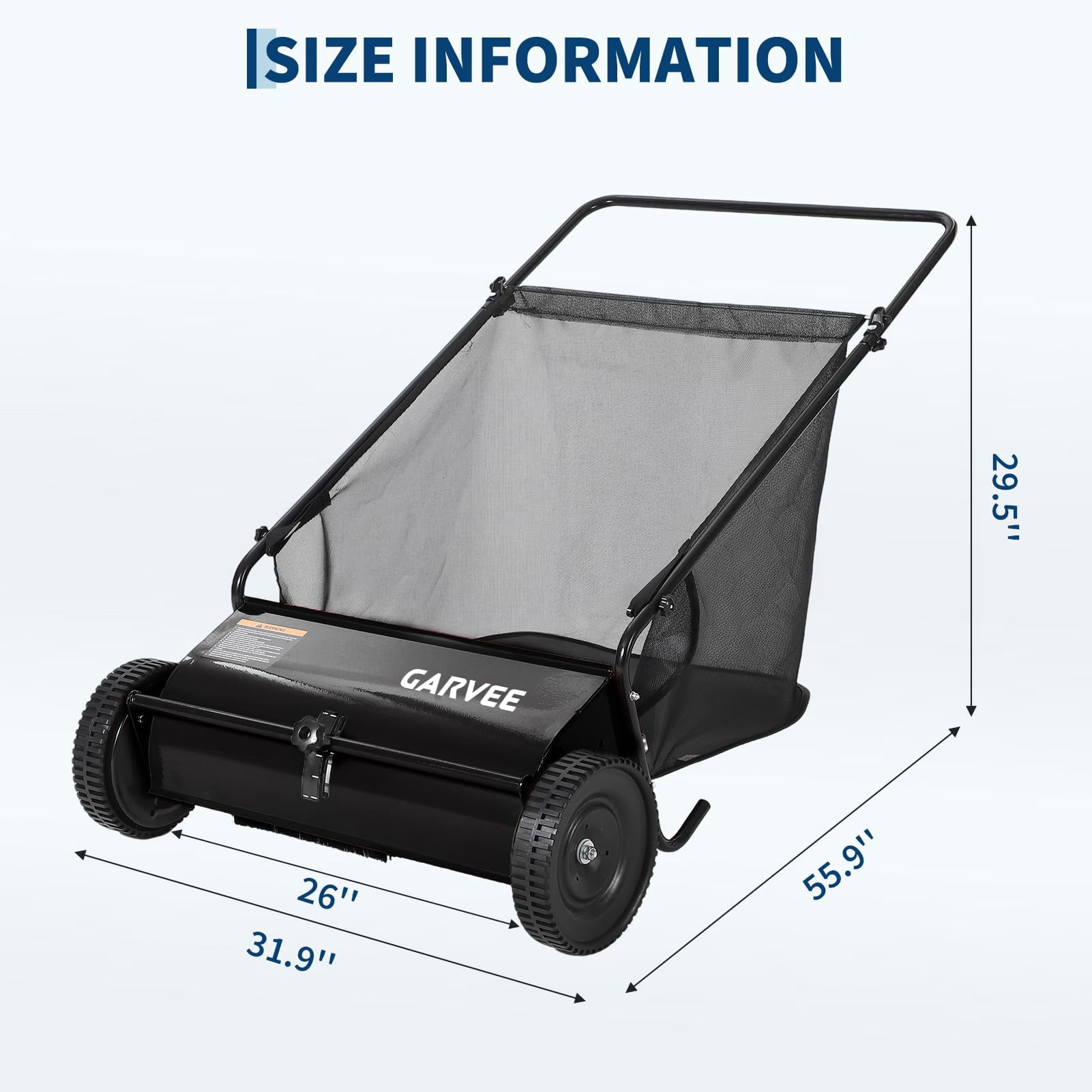 26" Push Lawn Sweeper, 7 cu ft Grass Cutter & Leaf Collector with 4 High-Speed Brushes, Durable Steel Walk-Behind Sweeper for Yard Cleanup