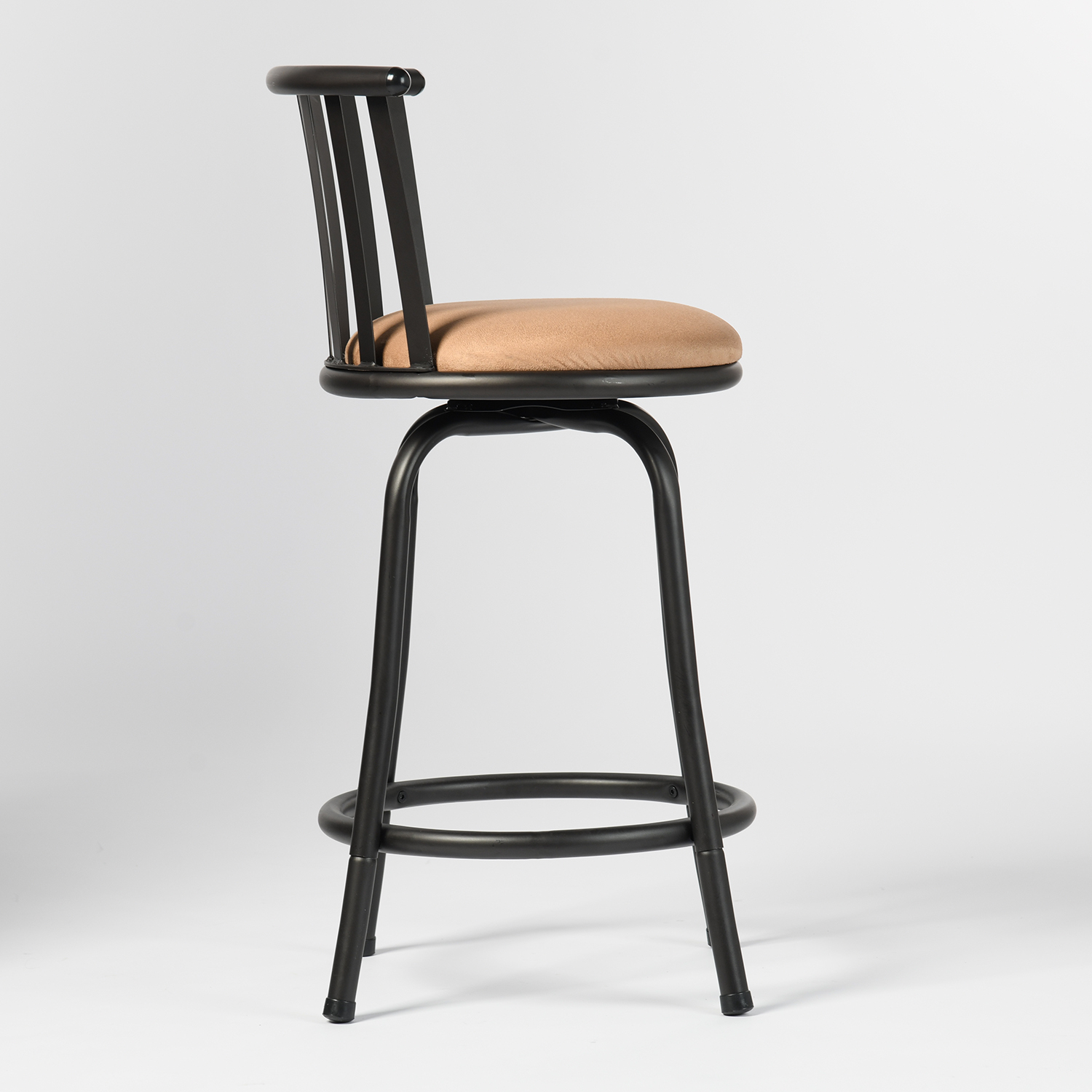 Homy Casa Swivel Counter Height Bar Stools Set of 2 with Back, Adjustable 24 or 29 Inch Upholstered Counter Stools for Kitchen Island, Brown
