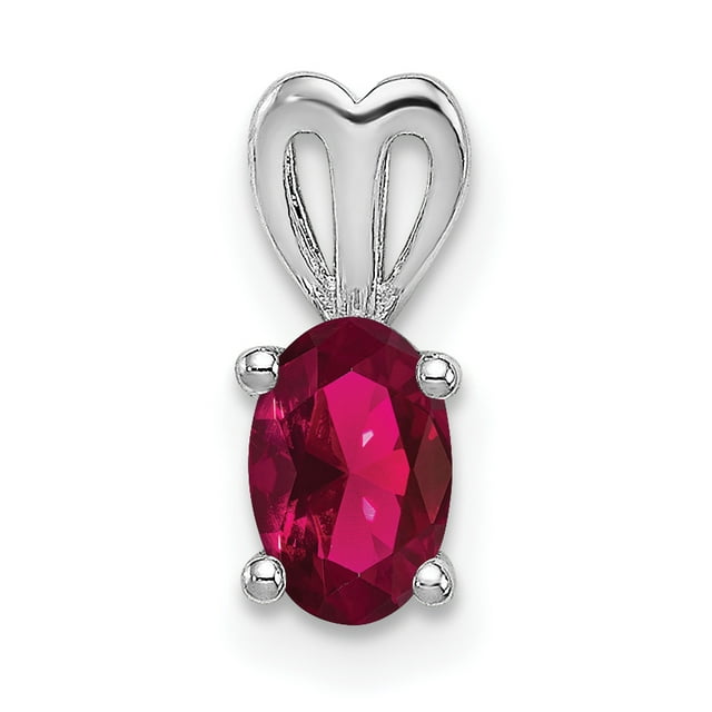 925 Sterling Silver Rhodium Plated Created Ruby Pendant
