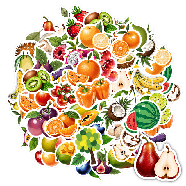 YEZDIX 35pcs Colorful Fruit Stickers Waterproof Vinyl for Laptops Notebooks Suitcases