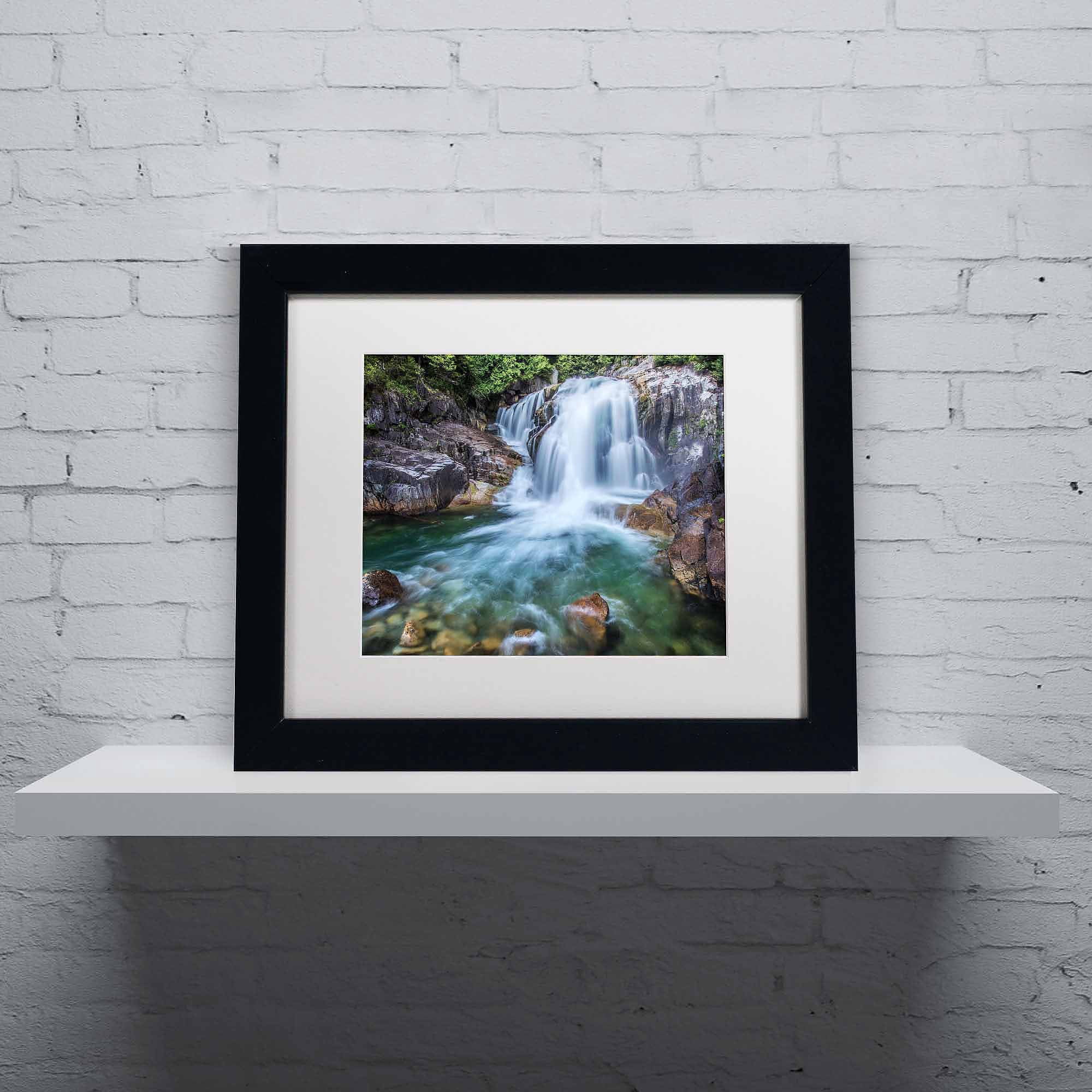 Trademark Fine Art "Golden Ears Falls" Canvas Art by Pierre Leclerc, White Matte/Black Frame