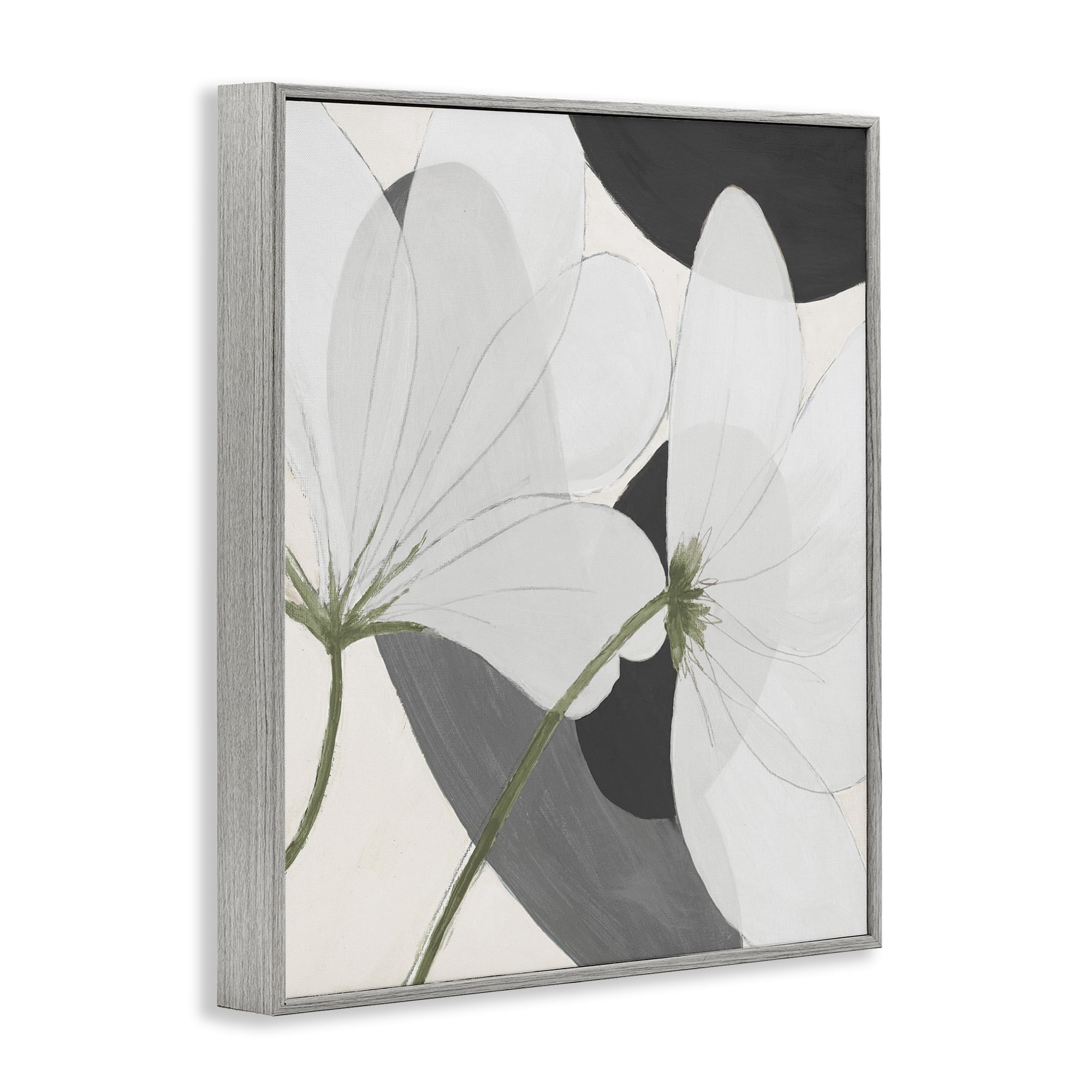Stupell Industries Abstract Retro Florals Botanical & Floral Painting Gray Framed Art Print Wall Art, 16 x 20