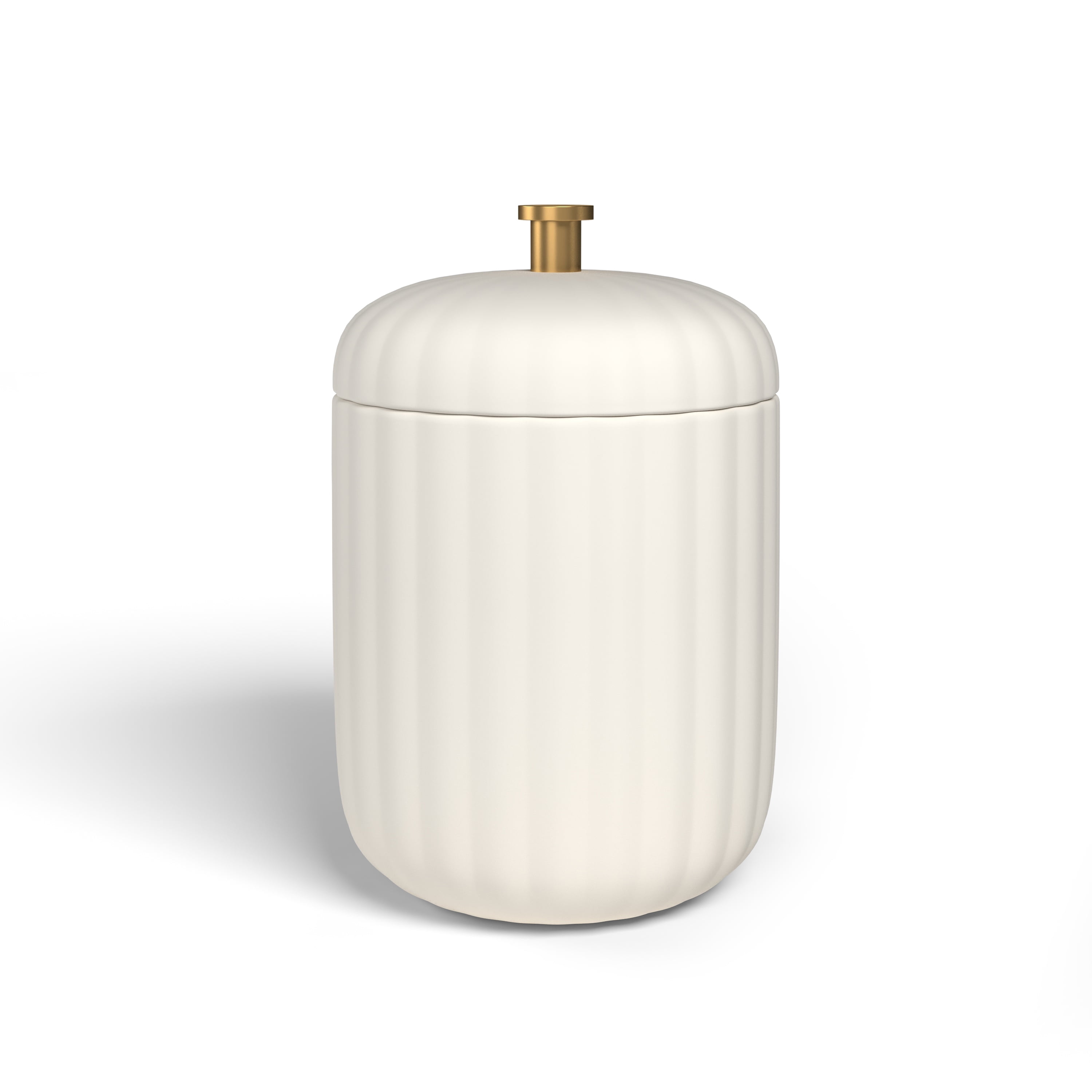 Beautiful Fluted Stoneware 2-Piece Vanity Jar Set by Drew Barrymore, Off White