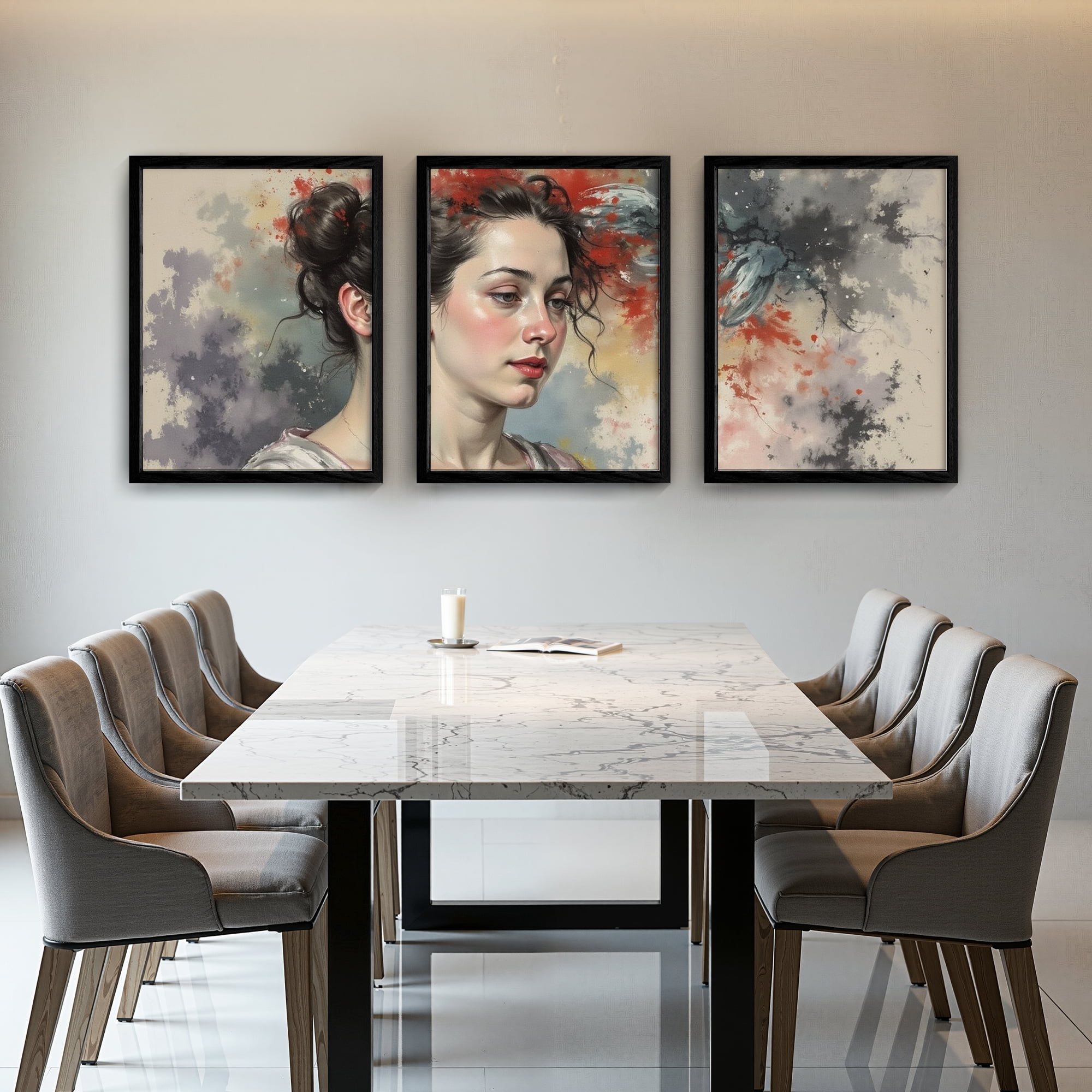MAYEERTY Modern Abstract Wall Art Painting, Living Room Decor, Black Wood Frame, 23.6"x17.7"