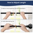 thumbnail image 5 of 2 Pack No Drill Curtain Rods for Window 28 to 48 Inches, 5/8 Inch Diameter Renter Friendly Drapery Rod with Adhesive Brackets without Drilling, Adjustable from 27 52 Black, 5 of 5