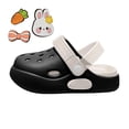 thumbnail image 4 of Lusa Summer Cute Beach Lightweight Kids Slippers with Holes and 3D Design of Rabbits & Carrots Boys and Girls Casual Thick-Soled Non- Sandals for Outdoor Play Wear Black 10-11 Years, 4 of 6
