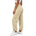 thumbnail image 4 of sdhkgrrt Women Plus Size Jogger Sweatpants Elastic Waist Casual Long Pants with Pockets Solid Active Lounge Travel Trousers Fall Fashion Outfits Winter Clothes, Khaki 3XL, 4 of 7