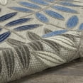 thumbnail image 3 of 7â€™ x 10â€™ Gray and Blue Leaves Indoor Outdoor Area Rug, 3 of 3